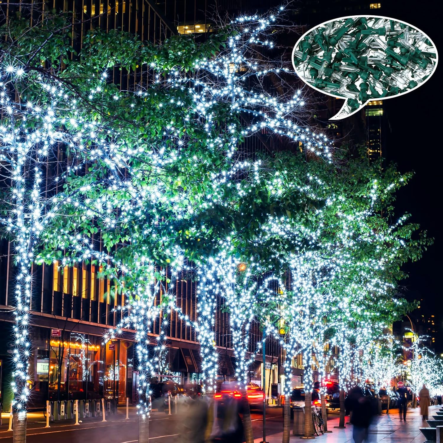 Honoson 60 Pieces LED Replacement Christmas Bulb 3v Waterproof LED Lights Bulbs Bulk for Christmas Tree Decorations Xmas Indoor Outdoor Home Light Decor(Green Base with Cold White Bulb)